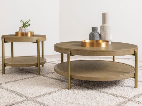 Arini 2-piece Round Coffee and End Table Set Sand Wash