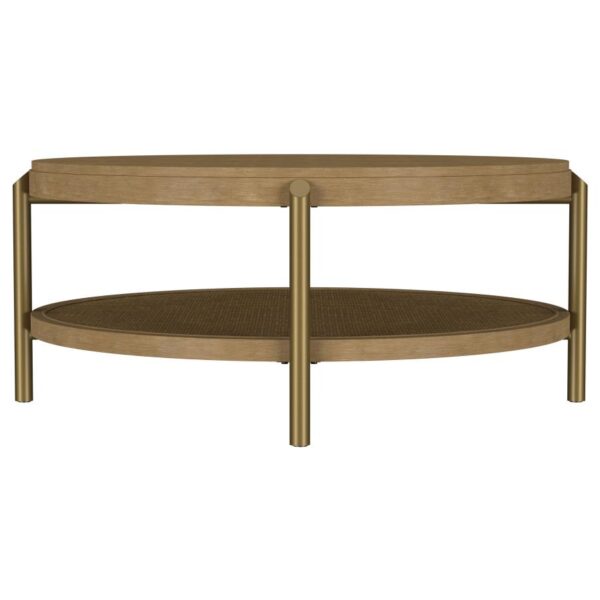 Arini Round Coffee Table With Storage Shelf Sand Wash