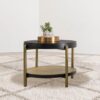 Arini Round End Side Table With Storage Shelf Black
