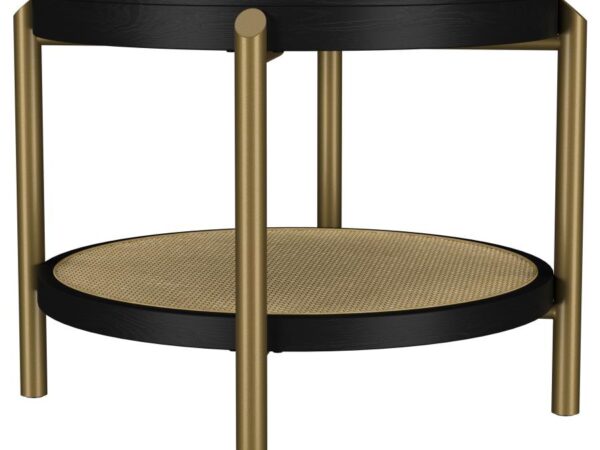Arini Round End Side Table With Storage Shelf Black
