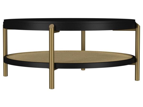 Arini Round Coffee Table With Storage Shelf Black