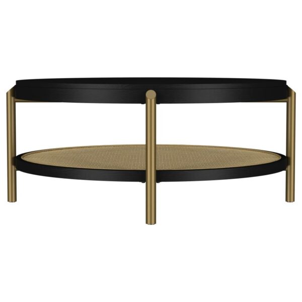 Arini Round Coffee Table With Storage Shelf Black
