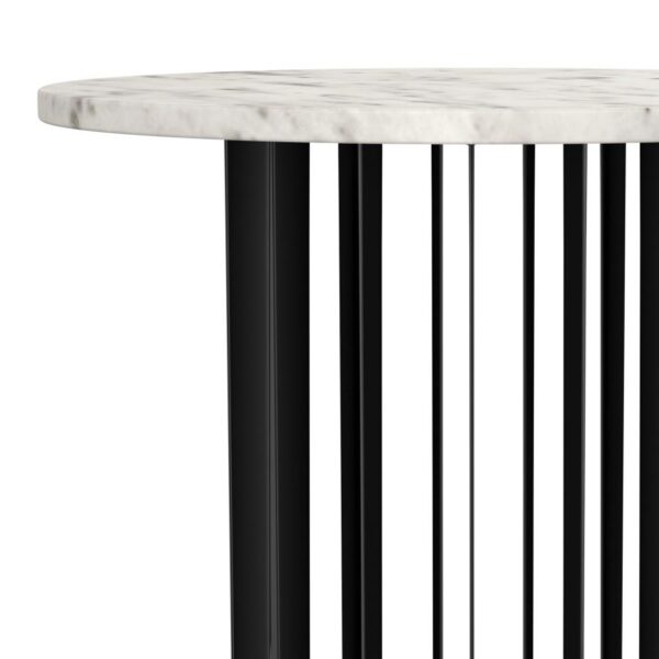 Haven Round Genuine White Marble Top End Side Table Black