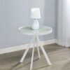 Briggs Round Marble Printed Glass Top End Side Table White