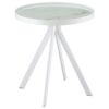 Briggs Round Marble Printed Glass Top End Side Table White