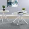 Briggs Round Marble Printed Glass Top End Side Table White