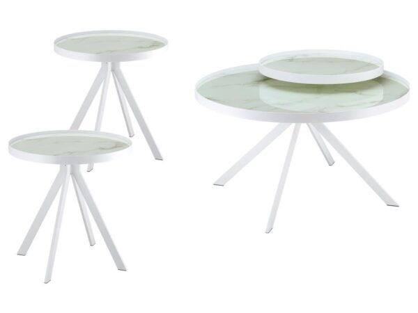 Briggs 3-piece Round Coffee and End Table Set White