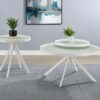 Briggs Round Marble Printed Glass Top Coffee Table White