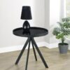 Briggs Round Marble Printed Glass Top End Table Black