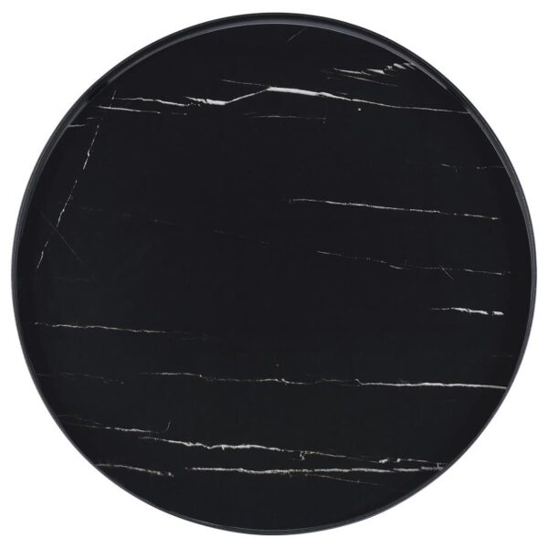 Briggs Round Marble Printed Glass Top End Table Black