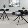 Briggs Round Marble Printed Glass Top End Table Black