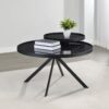 Briggs Round Marble Printed Glass Top Coffee Table Black