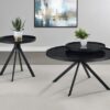 Briggs Round Marble Printed Glass Top Coffee Table Black