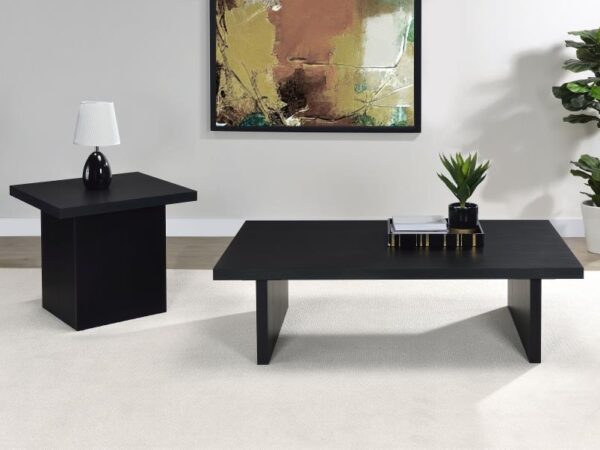 Max 2-piece Rectangular Coffee and End Table Set Black