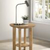 Ottowa Round Wood Side End Table with Shelf Washed Oak