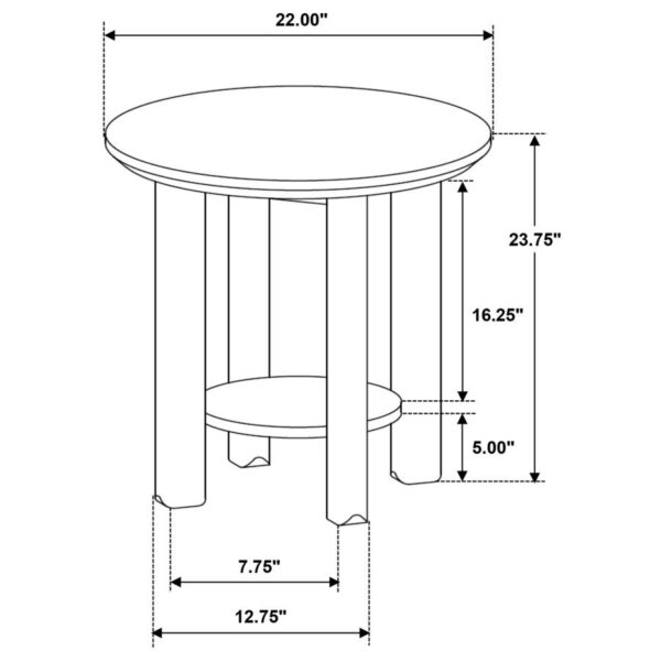 Ottowa Round Wood Side End Table with Shelf Washed Oak