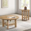 Ottowa 2-piece Round Wood Coffee Table Set Washed Oak