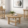 Ottowa 3-piece Round Wood Coffee Table Set Washed Oak
