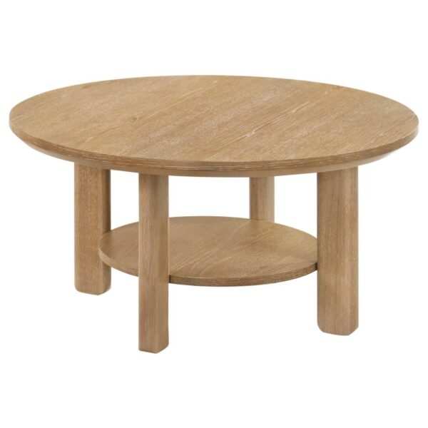 Ottowa 3-piece Round Wood Coffee Table Set Washed Oak