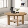 Ottowa 36-inch Round Wood Cocktail Coffee Table Washed Oak