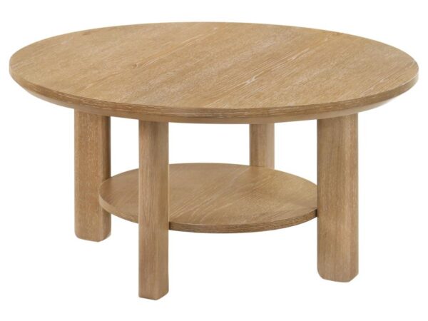 Ottowa 36-inch Round Wood Cocktail Coffee Table Washed Oak