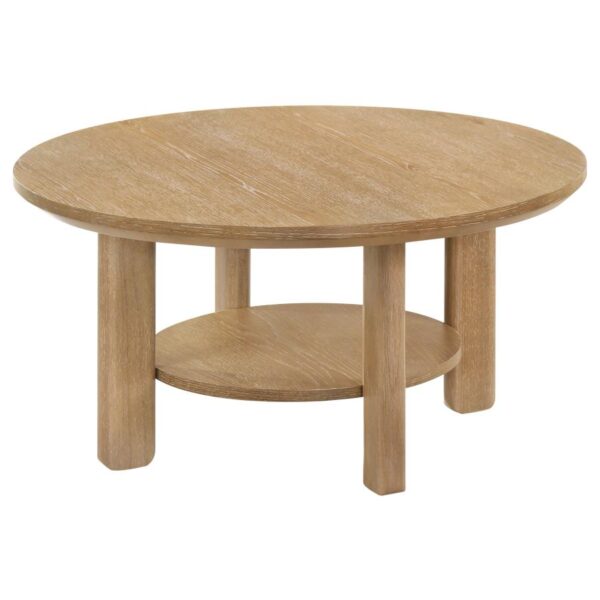 Ottowa 36-inch Round Wood Cocktail Coffee Table Washed Oak