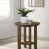 Ottowa 22-Inch Round Wood Side End Table with Shelf Brown