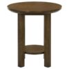Ottowa 22-Inch Round Wood Side End Table with Shelf Brown