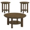 Ottowa 3-piece Round Wood Coffee Table Set Brown