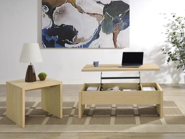 Canoga 2-piece Lift Top Cocktail Coffee Table Set Light Oak