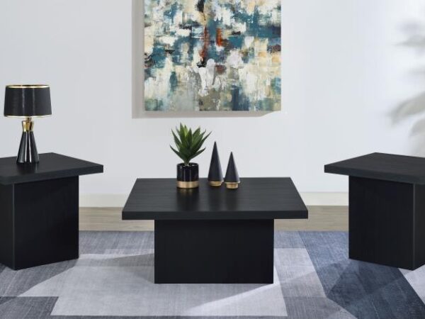 Devar 3-piece Square Cocktail Coffee End Table Set Black