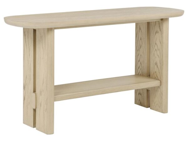 Kailani Coastal Sofa Console Table with Shelf Beige Oak