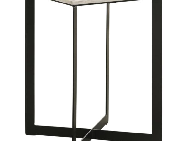 Tobin Square Marble Top End Table White and Black