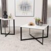 Tobin Square Marble Top End Table White and Black