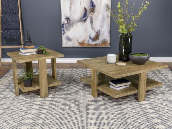 Dawn 2-piece Round Coffee and End Table Set Mango Brown