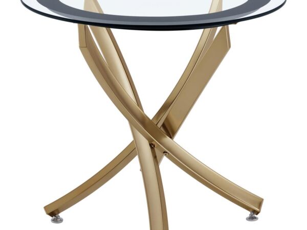 Brooke Round Glass Top Side End Table Metal Base Brass