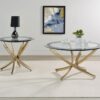 Brooke 2-piece Round Coffee and End Table Set Rose Brass