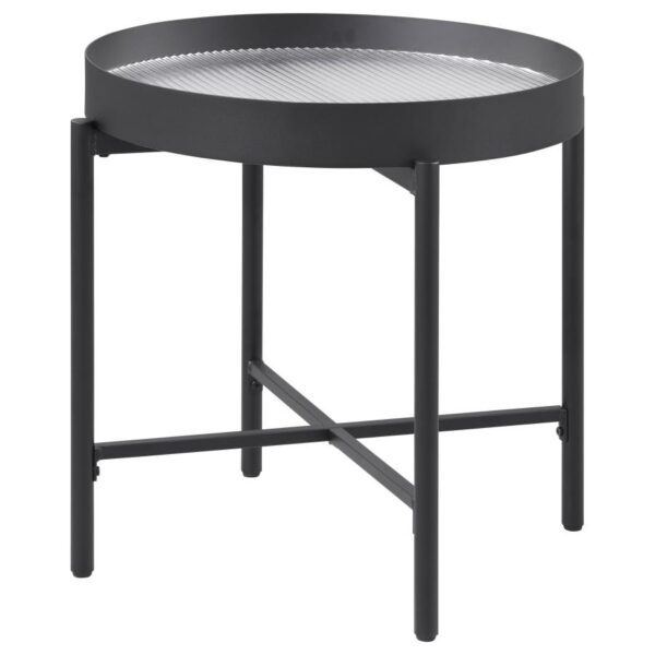Ozella Round End Side Table with Recessed Top Sandy Black