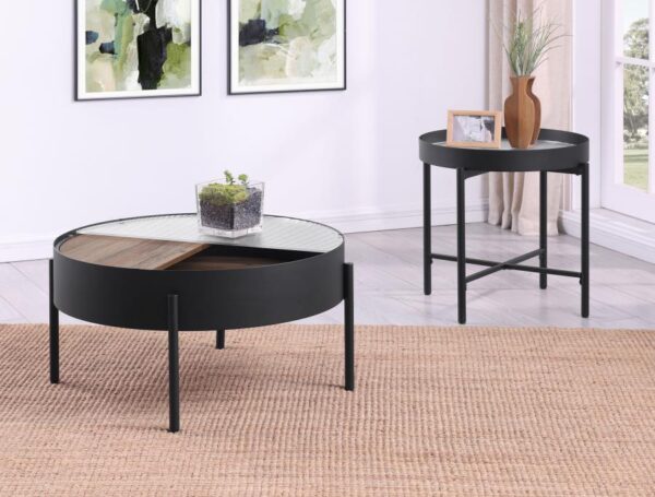 Ozella 2-piece Round Coffee and End Table Set Sandy Black