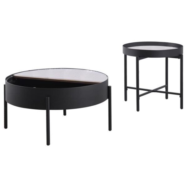 Ozella 2-piece Round Coffee and End Table Set Sandy Black