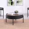 Ozella 3-piece Round Coffee and End Table Set Sandy Black