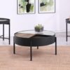 Ozella 3-piece Round Coffee and End Table Set Sandy Black