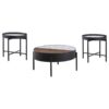 Ozella 3-piece Round Coffee and End Table Set Sandy Black