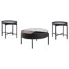 Ozella 3-piece Round Coffee and End Table Set Sandy Black