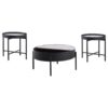 Ozella 3-piece Round Coffee and End Table Set Sandy Black