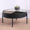 Ozella Round Coffee Table with Hidden Storage Sandy Black
