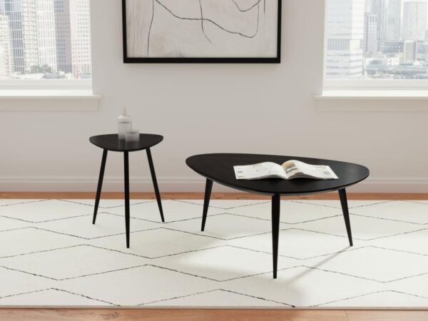Odessa 2-piece Triangular Coffee and End Table Set Black