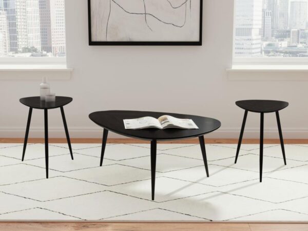Odessa 3-piece Triangular Coffee and End Table Set Black