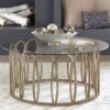 Monett Round Glass Top Coffee Table Chocolate Chrome