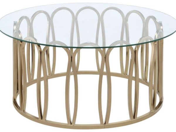 Monett Round Glass Top Coffee Table Chocolate Chrome